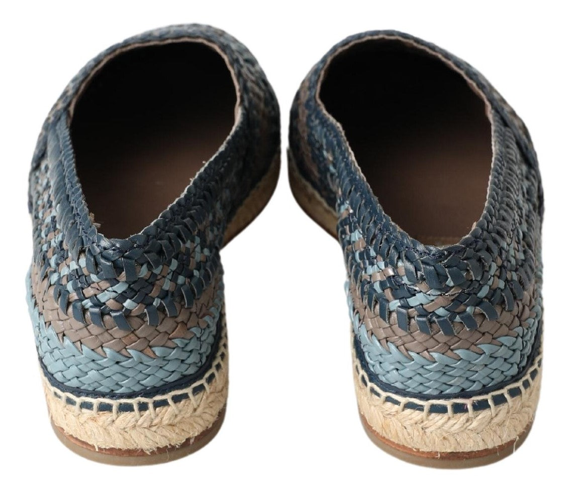 Dolce & Gabbana Blue Grey Leather Buffalo Espadrille 신발