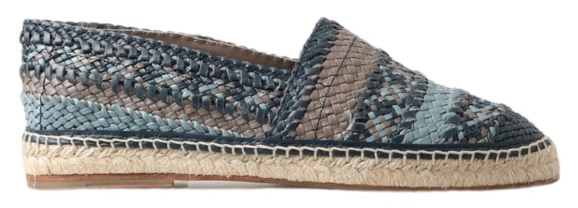 Dolce & Gabbana Blue Grey Leather Buffalo Espadrille 신발