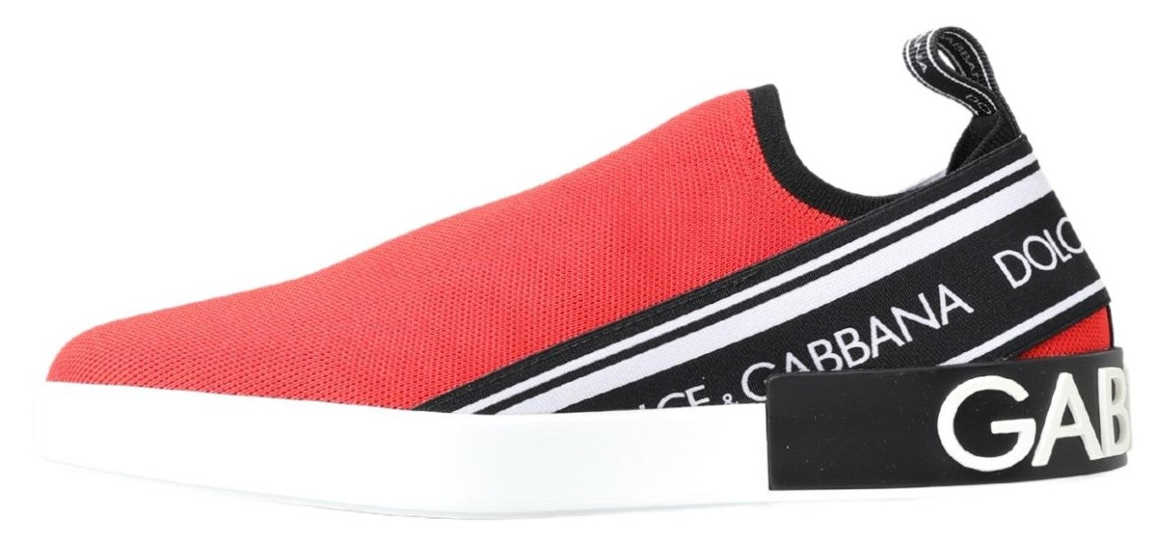 Dolce & Gabbana Red White Flat Sneakers Loafers 신발