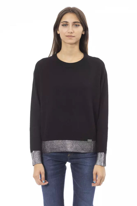 Baldinini Trend schwarzer Wollpullover