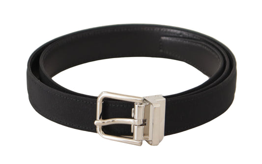 Dolce & Gabbana Black Canvas Silver Tone Metal Buckle Men Belt