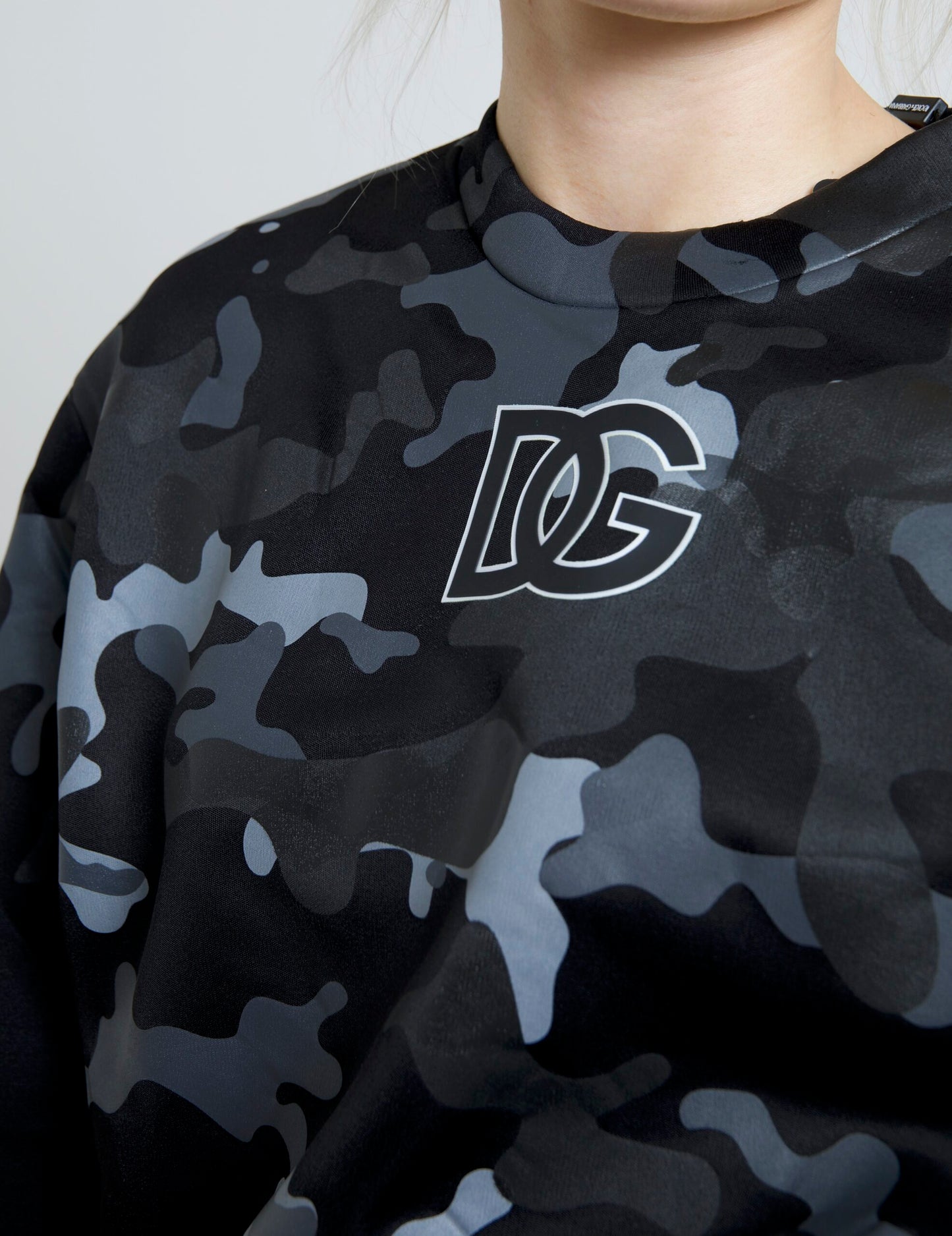 Dolce &amp; Gabbana Schwarzer Camouflage-Sweatshirt mit Rundhalsausschnitt