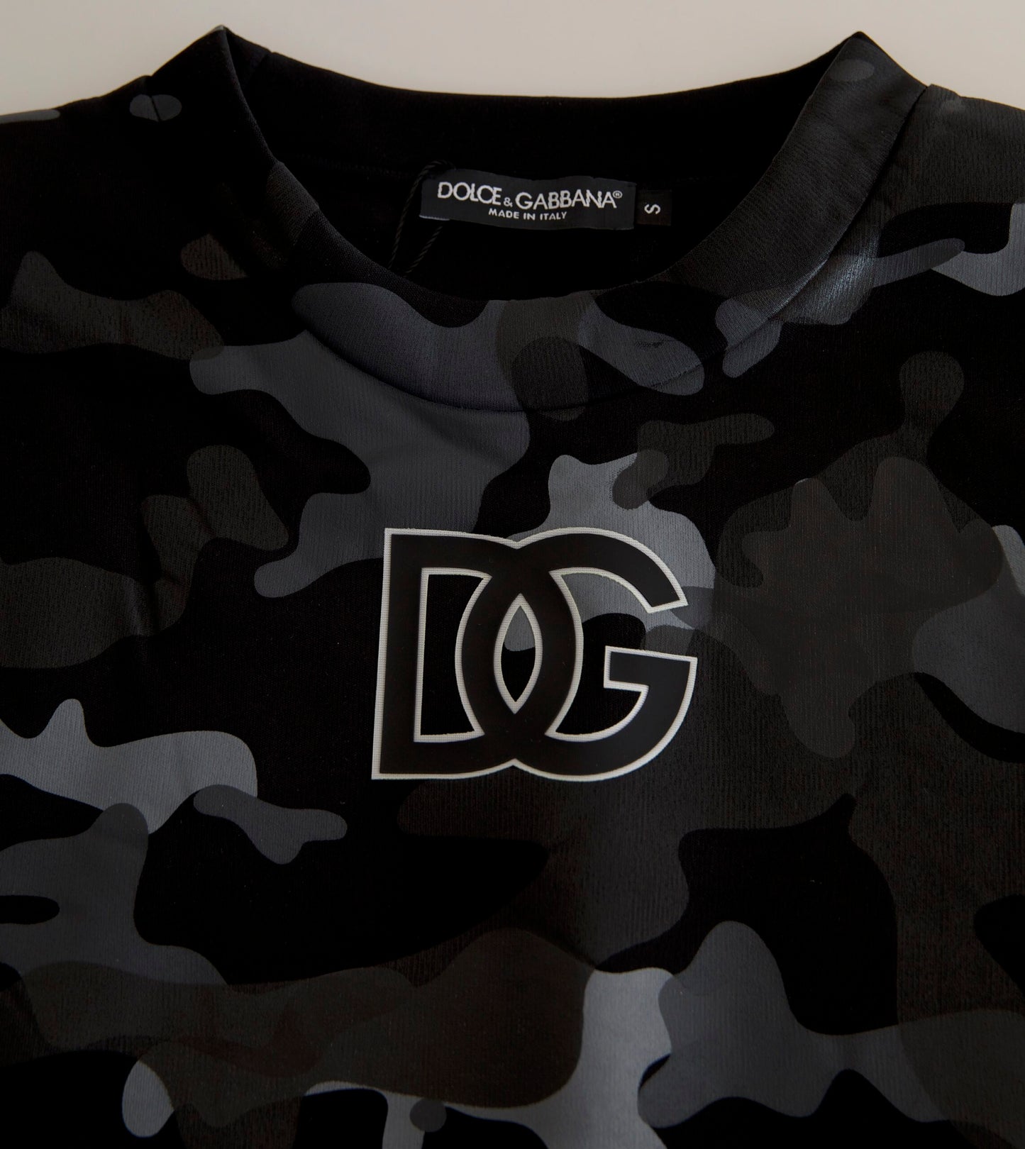 Dolce &amp; Gabbana Schwarzer Camouflage-Sweatshirt mit Rundhalsausschnitt