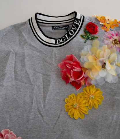 Dolce &amp; Gabbana Grauer DG Amore Queen Blumenpullover