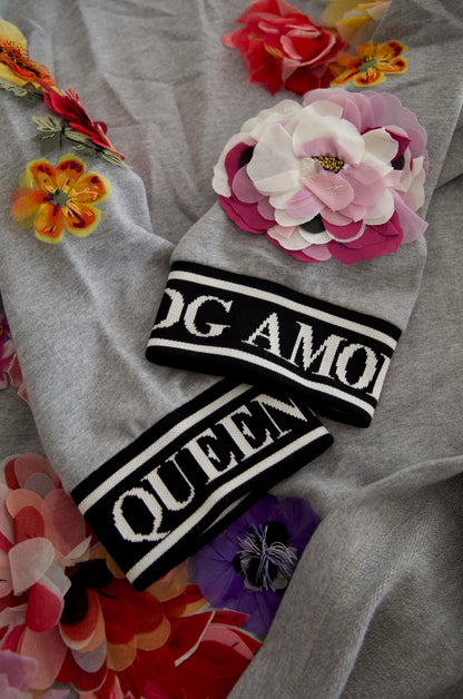 Dolce &amp; Gabbana Grauer DG Amore Queen Blumenpullover