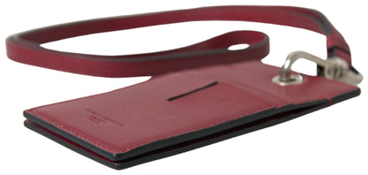 Dolce & Gabbana Red Leather Lanyard 로고 슬림 카드 소지자 남자 지갑