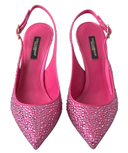 Dolce &amp; Gabbana Pink Slingbacks Crystal Pumps Schuhe