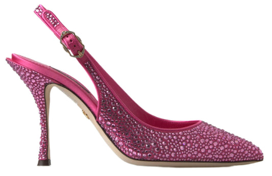 Dolce &amp; Gabbana Pink Slingbacks Crystal Pumps Schuhe