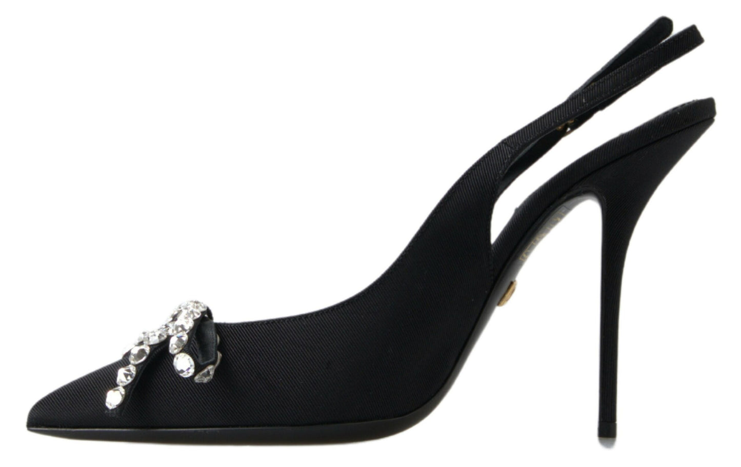 Dolce &amp; Gabbana Schwarze, mit Kristallen verzierte Slingback-Absatzschuhe