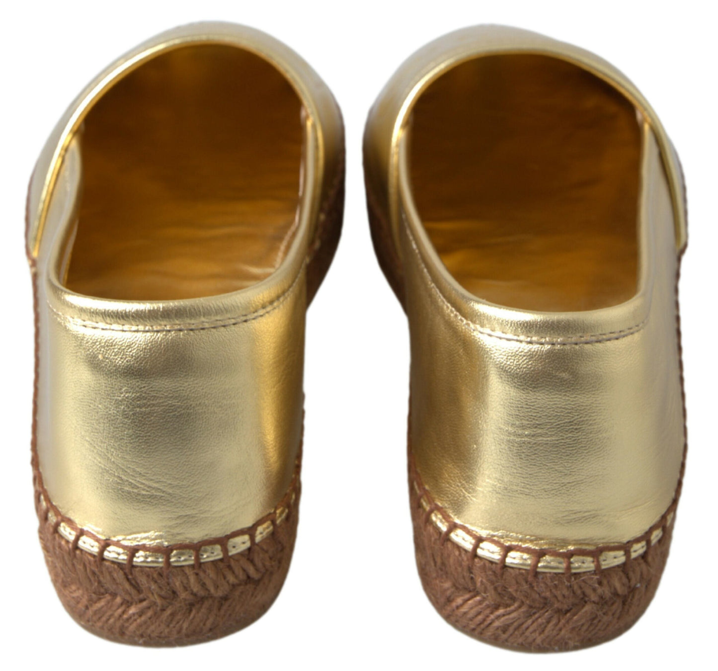 Dolce &amp; Gabbana Gold Leder D&amp;G Loafers Flats Espadrille Schuhe