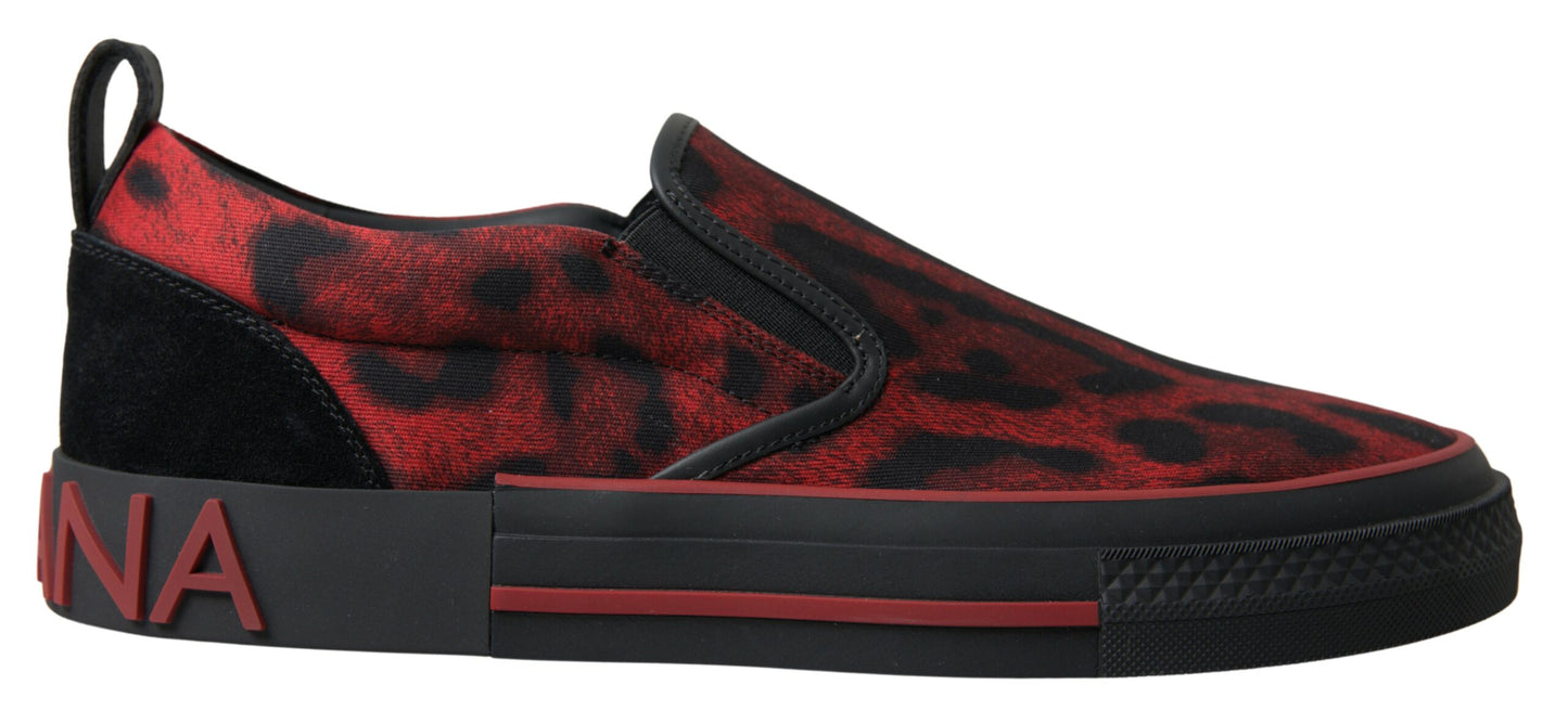 Dolce & Gabbana Red Black Leopard 로퍼 스니커즈 신발