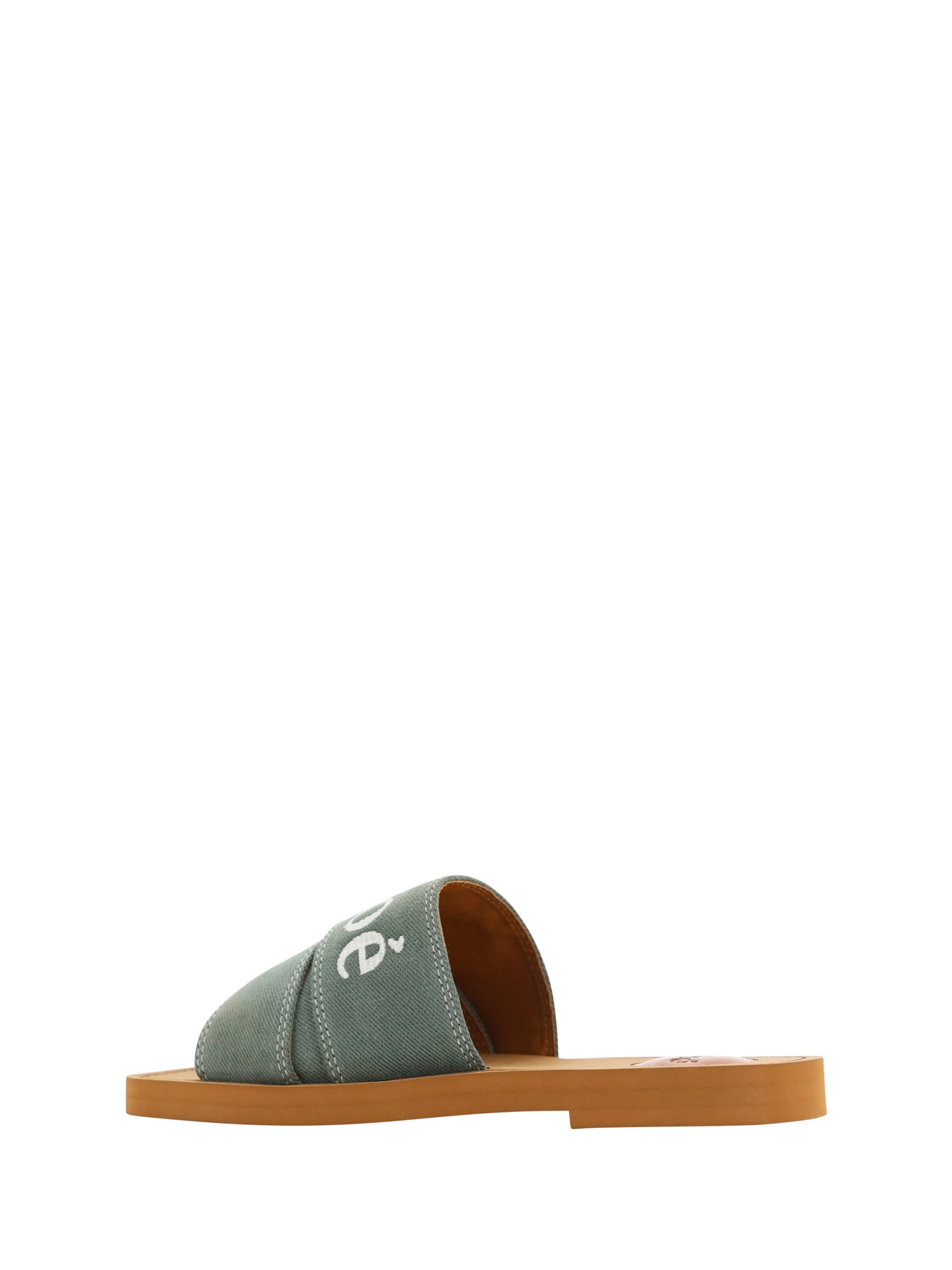 Chloé Forest Green Cotton Slides Woody Sandalen