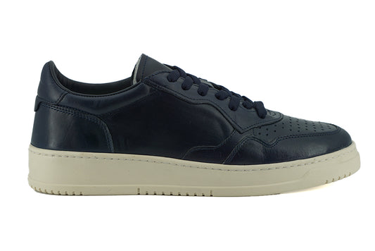 Marineblaue Leder-Low-Top-Sneaker von Saxone of Scotland