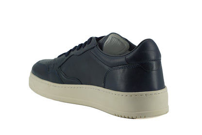 Marineblaue Leder-Low-Top-Sneaker von Saxone of Scotland