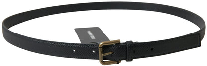 Dolce & Gabbana Black Leather Gold Metal Buckle Men Belt