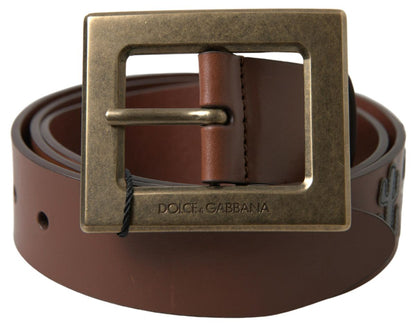 Dolce & Gabbana Brown Leder #dgfamly Square Schnalle Gürtel