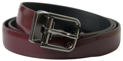 Dolce & Gabbana Bordeaux Leder Silber Metallschnalle Gürtel