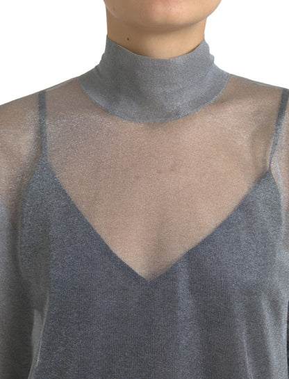 Dolce & Gabbana Elegant Gray Long Sleeve Mesh Top