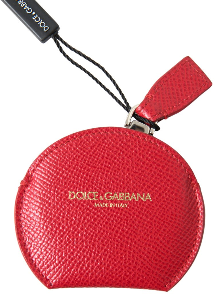 Dolce & Gabbana Red Kalbsleder Leder Handspiegelhalter