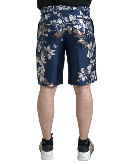 Dolce & Gabbana Blue Blumendruck Seidenmänner Bermuda Shorts