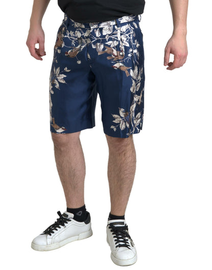 Dolce & Gabbana Blue Blumendruck Seidenmänner Bermuda Shorts