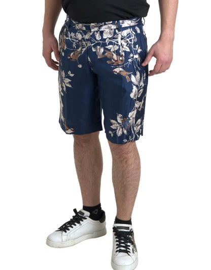 Dolce & Gabbana Blue Blumendruck Seidenmänner Bermuda Shorts