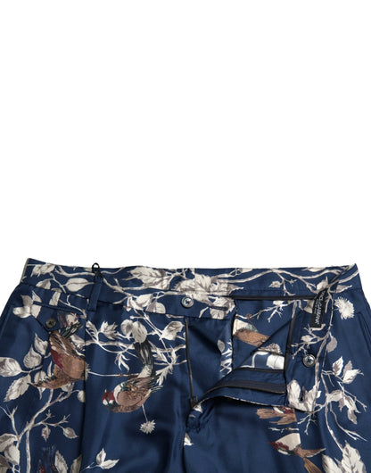 Dolce & Gabbana Blue Blumendruck Seidenmänner Bermuda Shorts