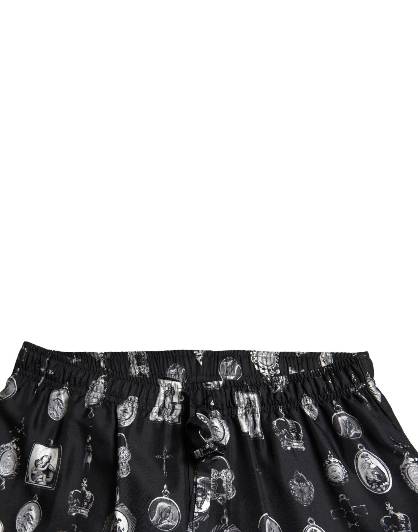 Dolce & Gabbana Schwarzer religiöser Print Joggers Silk Men Hosen