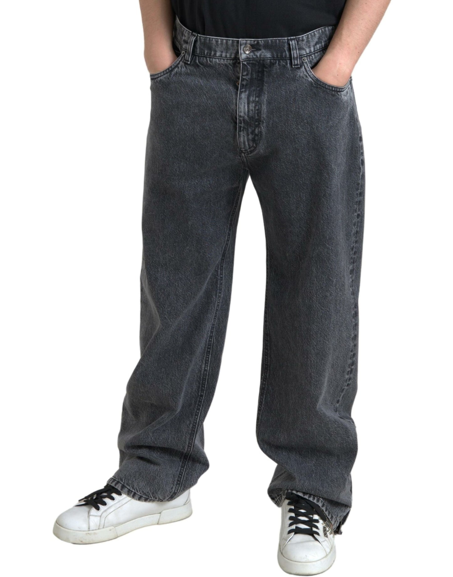 Dolce & Gabbana dunkelgraue Baumwolle gerade fit Männer Jeans Jeans