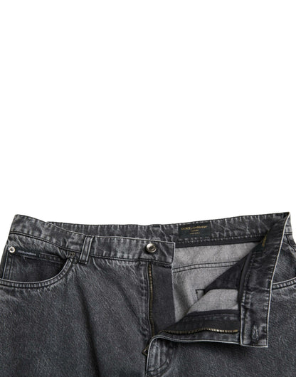 Dolce & Gabbana dunkelgraue Baumwolle gerade fit Männer Jeans Jeans