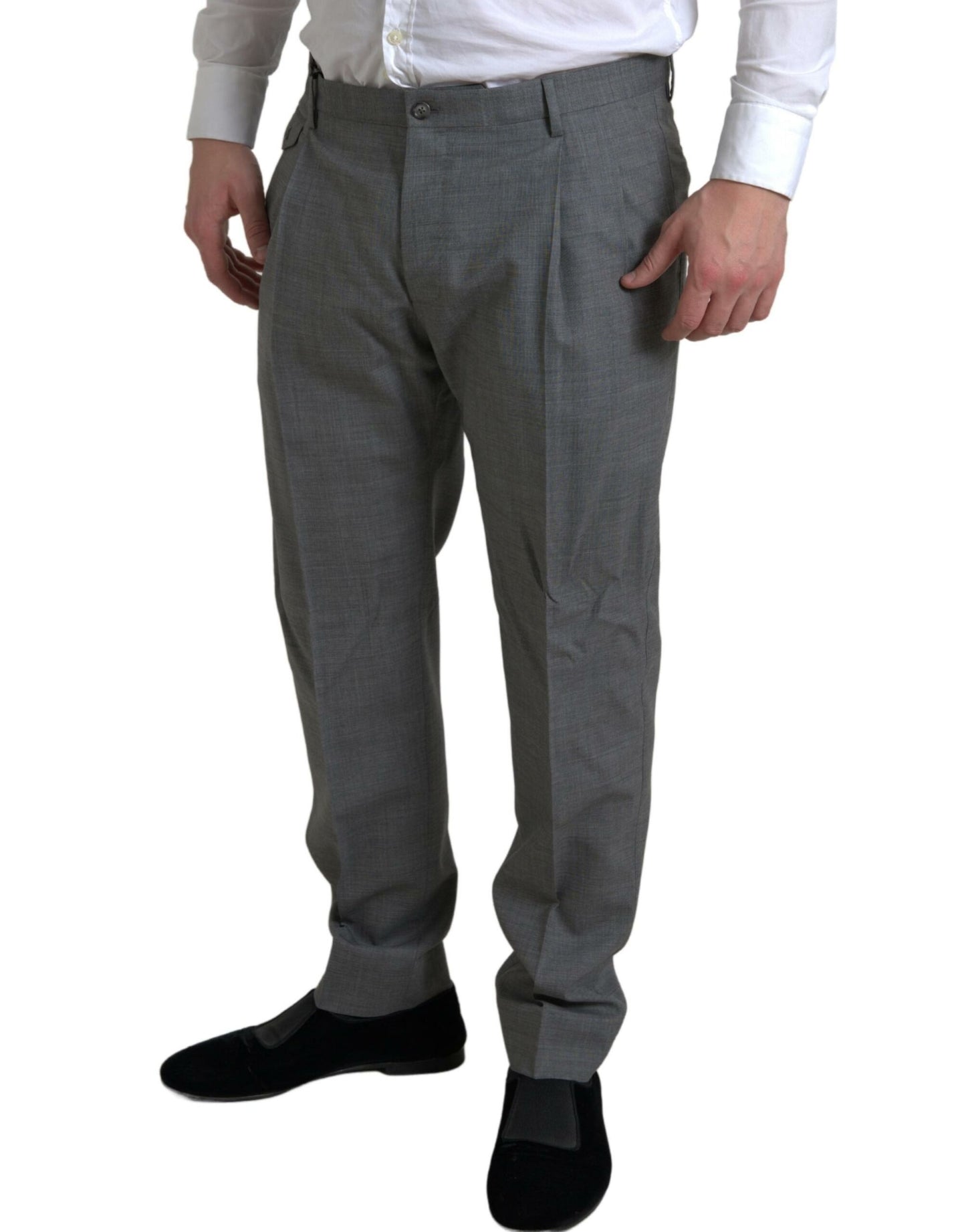 Dolce & Gabbana Grey Wolle Chino Skinny Männer Kleider Hosenhosen