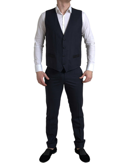 Dolce & Gabbana Elegant Blue & Black Martini Slim Fit Suit