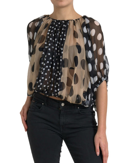 Dolce & Gabbana Elegant Polka Dot Silk Blouse