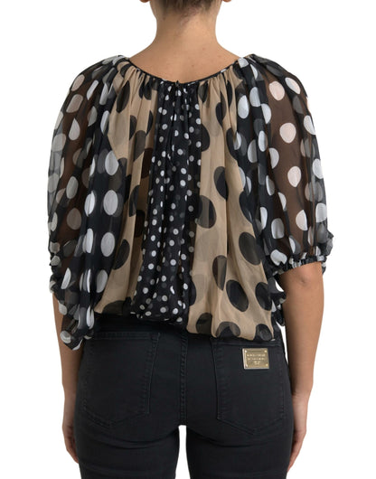 Dolce & Gabbana Elegant Polka Dot Silk Blouse