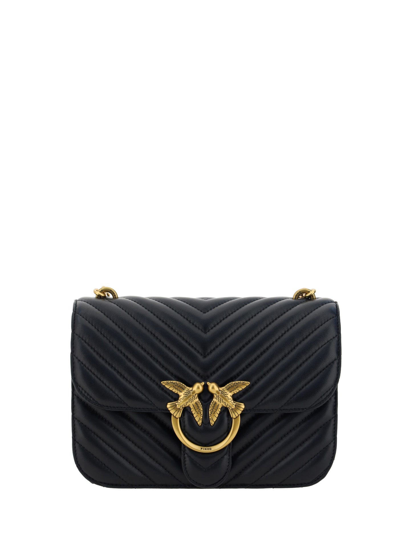 PINKO Elegant Black Quilted Leather Shoulder Bag