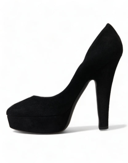 Dolce & Gabbana Black Suede Heeled Pumps Sophistication