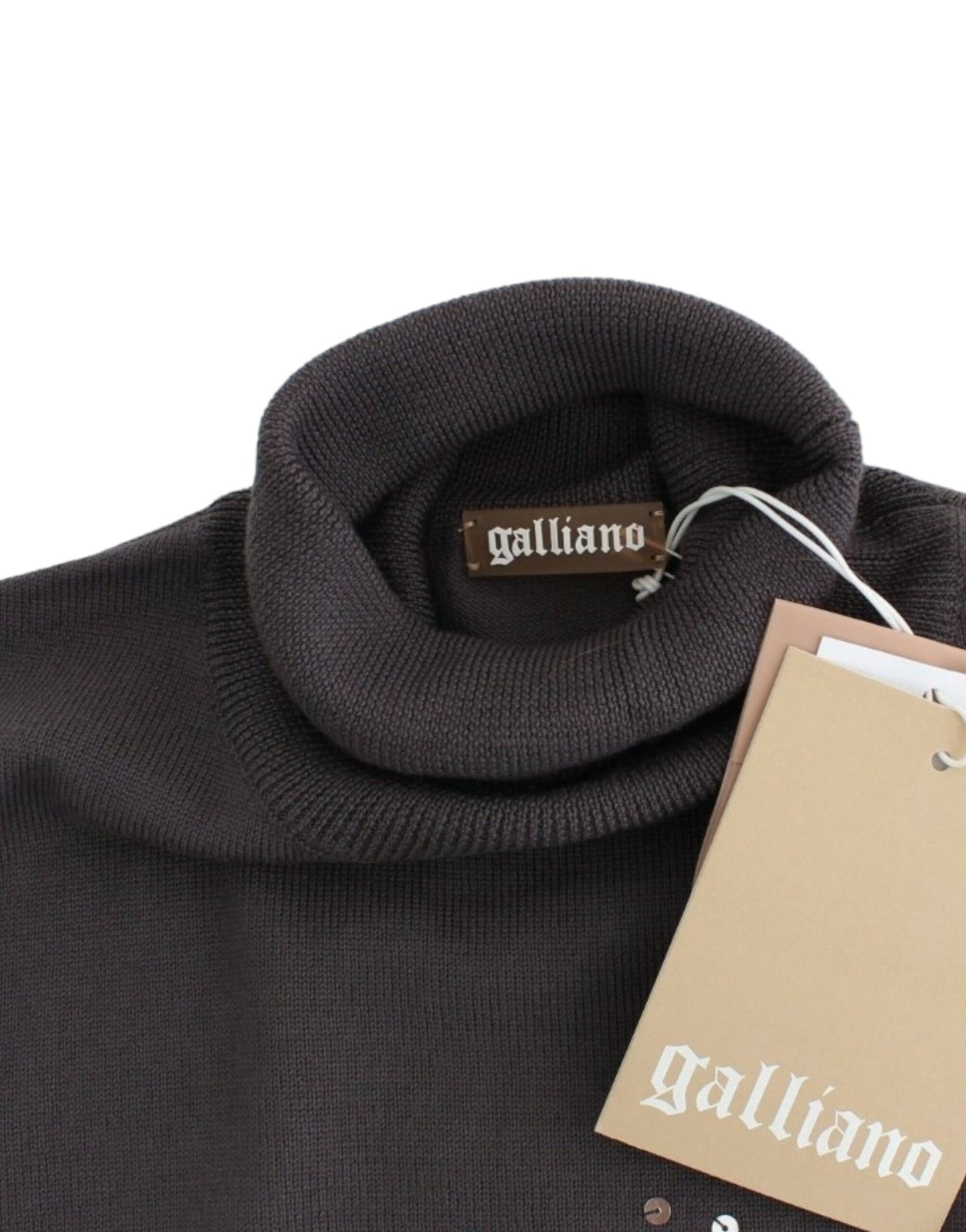 John Galliano Brown Turtleneck Cotton Sweater