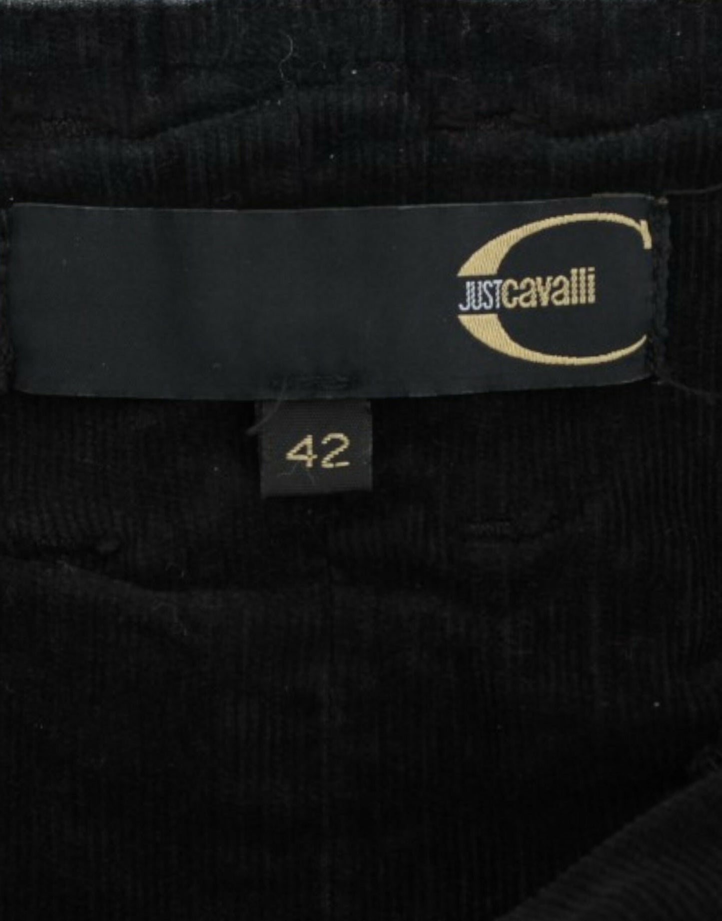 Cavalli Black Corduroy 연필 치마