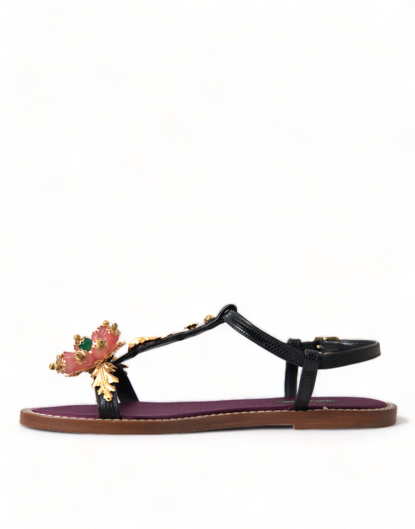 Dolce & Gabbana Elegant Crystal-Adorned Flat Sandals