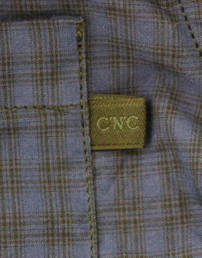 의상 National Blue Checkered Cotton Shirt