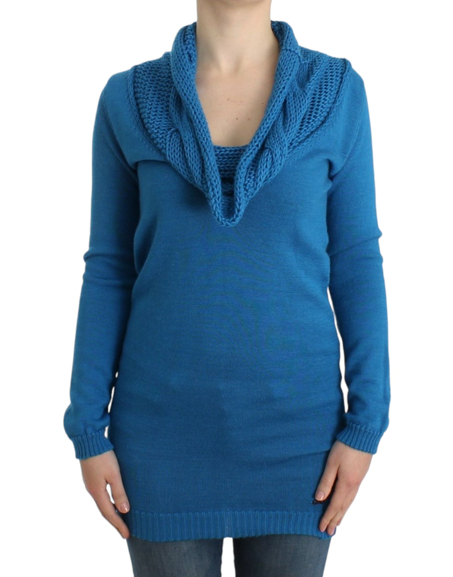 의상 National Blue Knitted Scoopneck 스웨터