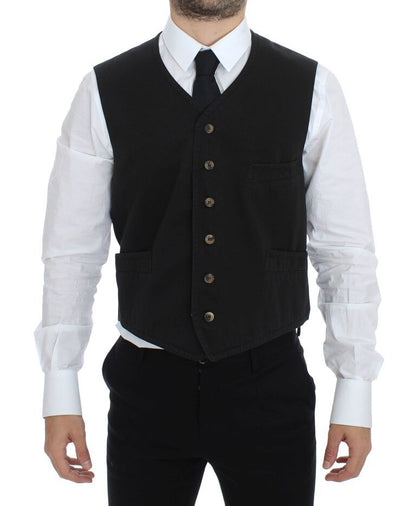 Dolce & Gabbana Elegant Black Cotton Blend Dress Vest