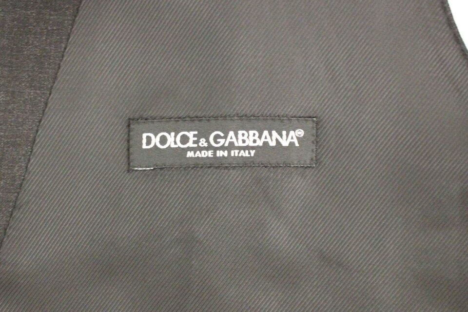 Dolce &amp; Gabbana Graues Slim-Fit-Kleid mit Knopfleiste vorne, formelle Weste