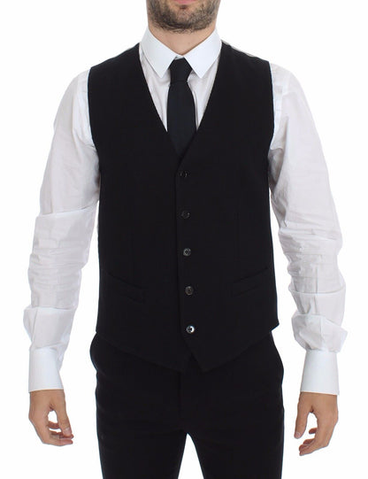 Dolce & Gabbana Black Cotton Dress Vest Blazer 재킷