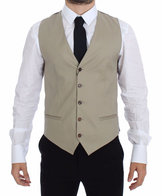 Dolce & Gabbana Elegant Beige Cotton Dress Vest