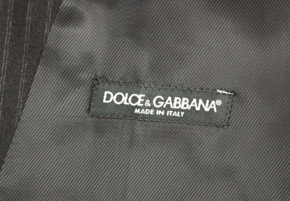 Dolce & Gabbana 블랙 스트라이프 양모 싱글 가슴 조끼