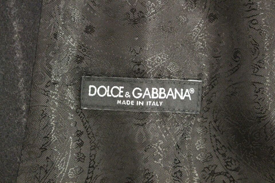 Dolce &amp; Gabbana Schwarz gestreifte Wollweste mit Logo