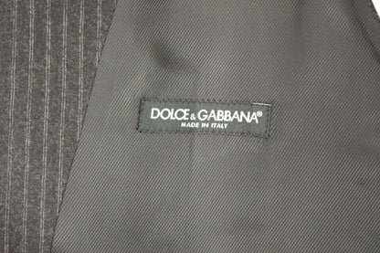 Dolce & Gabbana 회색 줄무늬 양모 싱글 가슴 조끼