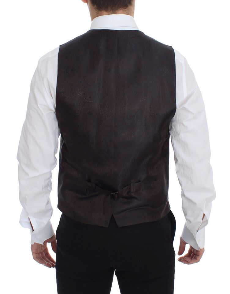 Dolce & Gabbana Brown Wool Single Breasted Vest Gilet