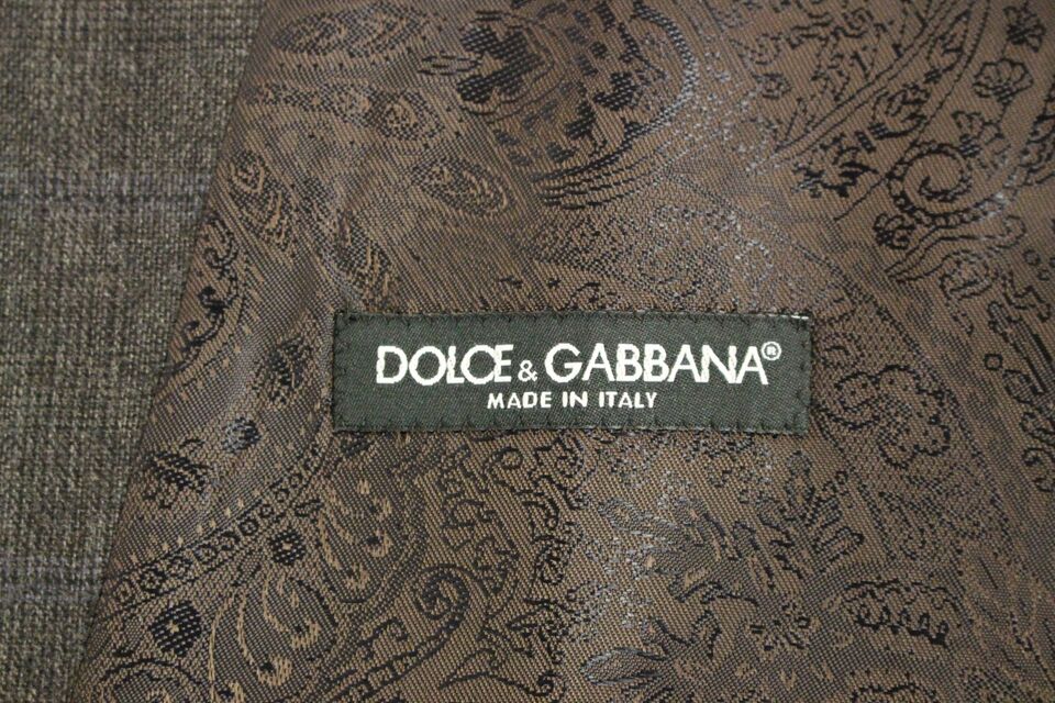 Dolce & Gabbana Brown Check 양모 단일 가슴 조끼